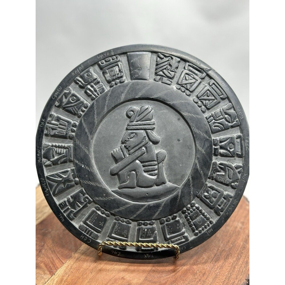 MAYAN Calendar Handmade Engraved On Back Tiki Goddess Of Travel Stone
